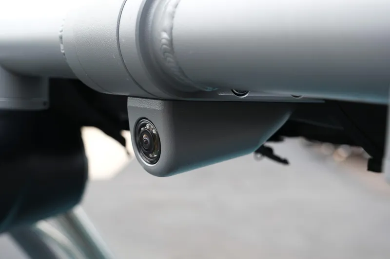 Slide: The Image of Close-up of a 2026 MasterCraft XT23 boat camera system. - 14