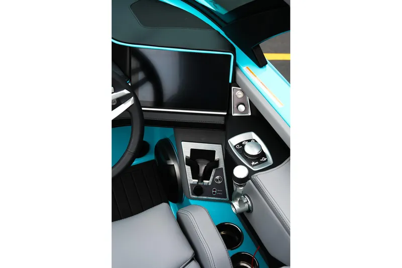 Slide: The Image of 2026 MasterCraft XT23 boat dashboard with modern controls and sleek design. - 20