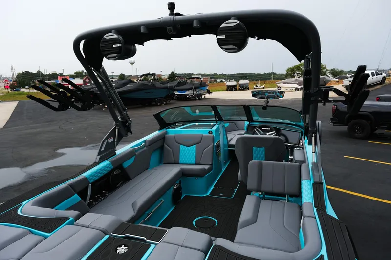 Slide: The Image of 2026 MasterCraft XT23 boat with sleek interior design and modern features. - 34