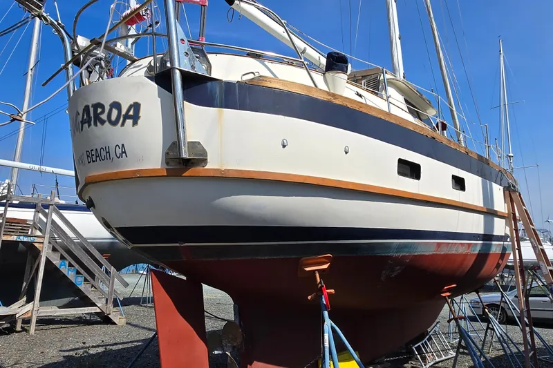 Slide: The Image of 1981 Cheoy Lee 43 Pilot House sailboat on dry dock, Newport Beach, CA. - 3