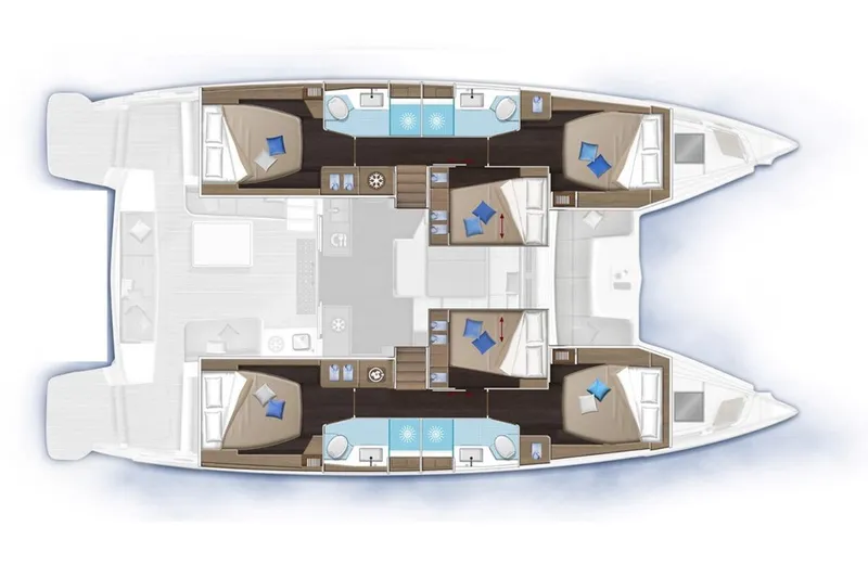 Slide: The Image of 2024 Lagoon 51 catamaran layout with spacious cabins and modern amenities. - 62