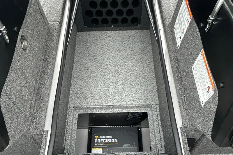 Slide: The Image of Interior of 2026 Lund 1975 Pro-V boat with Minn Kota Precision charger. - 21