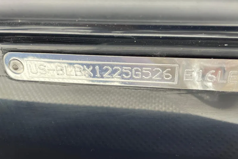 Slide: The Image of 2026 Bayliner Element E16 hull identification number plate close-up. - 9