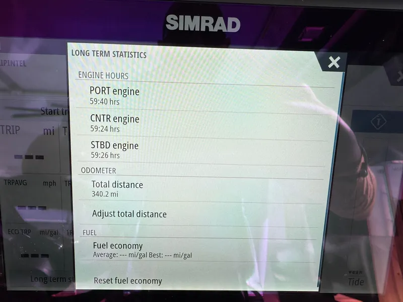 Slide: The Image of Display screen showing engine hours and odometer statistics for Schaefer 375, 2025 model. - 10