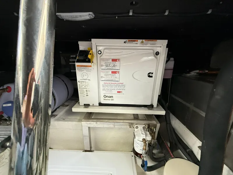 Slide: The Image of Onan Marine QD generator in a 2025 Schaefer 375 yacht engine room. - 36