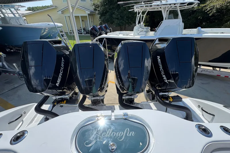 Slide: The Image of 2026 Yellowfin 39 Offshore boat with four powerful Mercury engines. - 48