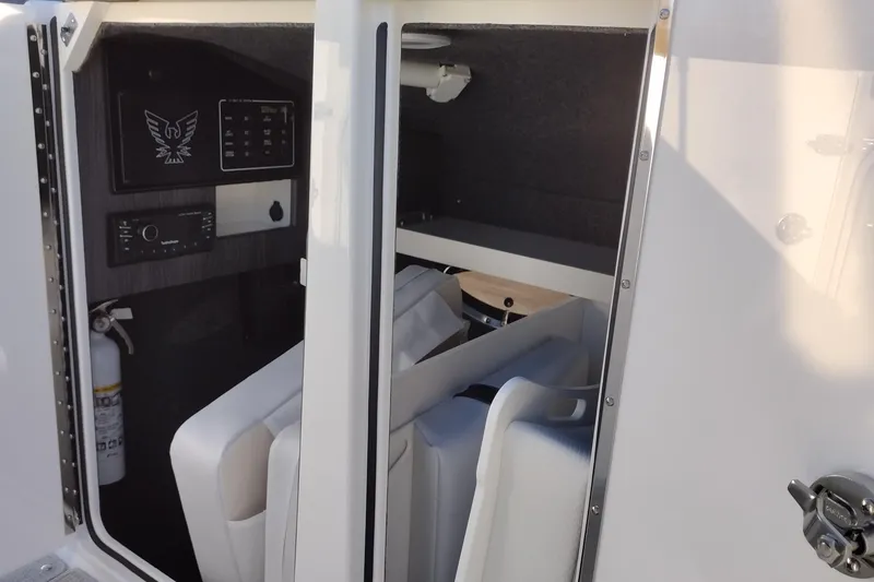 Slide: The Image of 2026 Formula 310 Bowrider interior with sleek flooring and modern speaker system. - 75