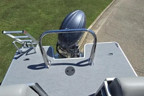 Slide: The Image of 2026 Godfrey Xperience 2286 SBX Sport Tube boat with motor and ladder, viewed from above. - 18