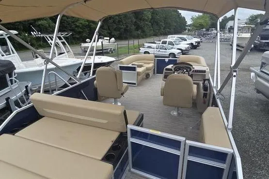 Slide: The Image of 2026 Godfrey Xperience 2286 SFLX Sport Tube pontoon boat with spacious seating and canopy. - 5