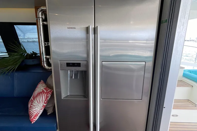 Slide: The Image of Stainless steel Siemens refrigerator on Serenity 64 yacht, 2018 model, with water dispenser. - 50