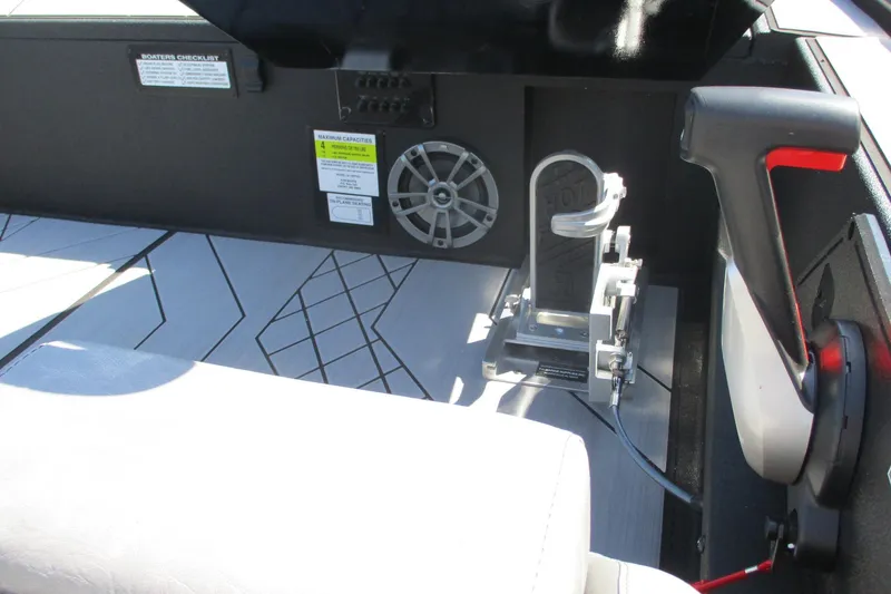 Slide: The Image of Interior of 2026 Avid 20 Vertex boat with control panel and seating. - 10