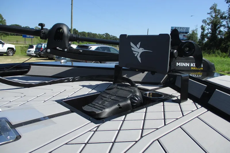 Slide: The Image of Avid 20 Vertex 2026 boat deck with Minn Kota trolling motor and control panel. - 8