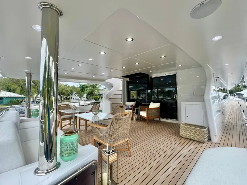 Slide: The Image of Luxurious 2011 Mengi Yay 115 MY yacht deck with elegant seating and modern design. - 16