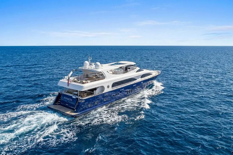 Slide: The Image of Luxury yacht Mengi Yay 115 MY cruising on open sea, 2011 model. - 3