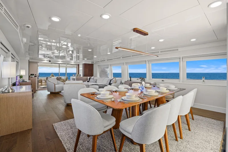 Slide: The Image of Luxurious dining area on 2011 Mengi Yay 115 MY yacht with ocean views. - 44