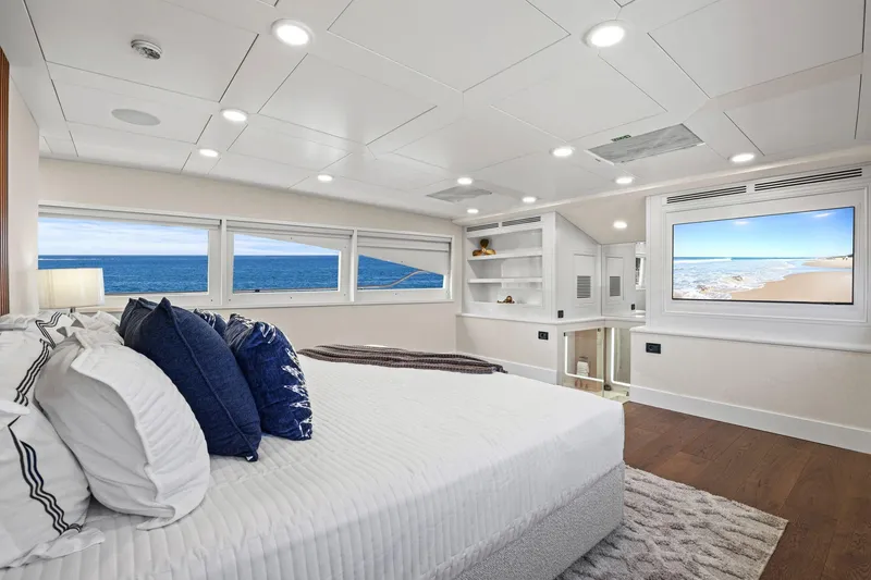 Slide: The Image of Luxurious bedroom interior on 2011 Mengi Yay 115 MY yacht with ocean view windows. - 52