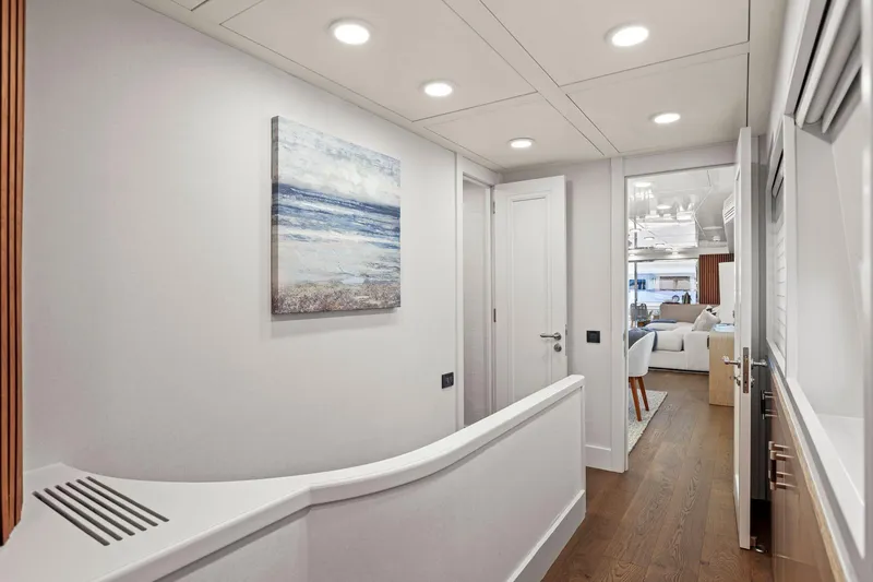 Slide: The Image of Luxurious interior hallway of 2011 Mengi Yay 115 MY yacht with modern decor. - 62