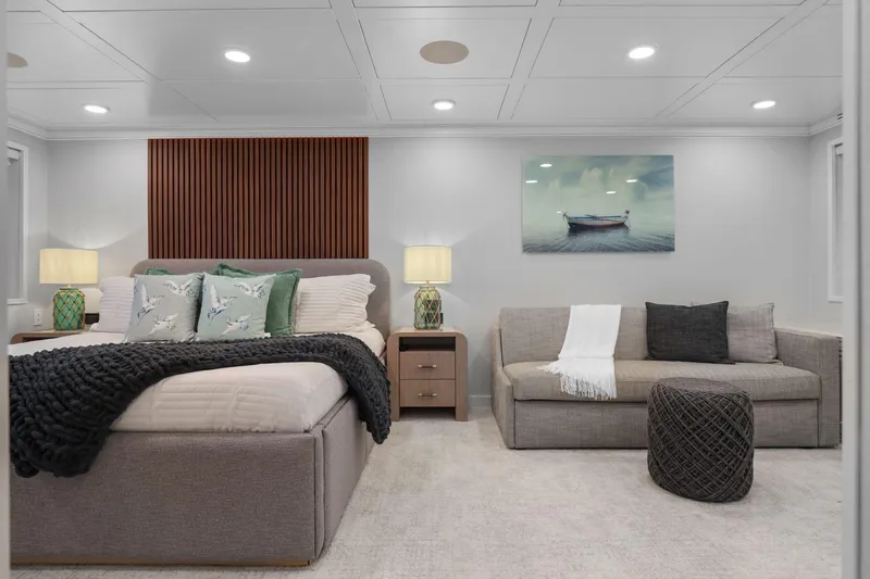 Slide: The Image of Luxurious bedroom on 2011 Mengi Yay 115 MY yacht with elegant decor and cozy seating. - 66