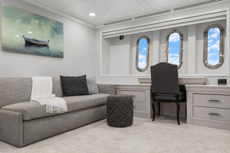 Slide: The Image of Luxurious interior of 2011 Mengi Yay 115 MY yacht with elegant seating and porthole windows. - 70