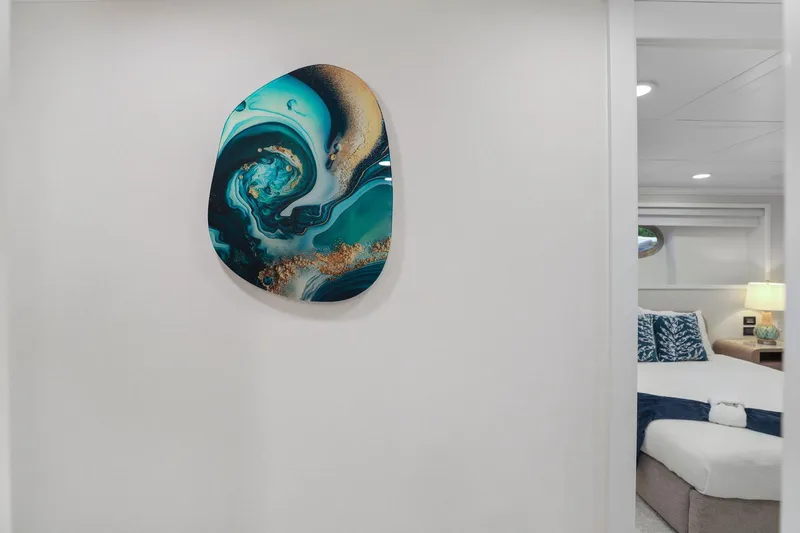 Slide: The Image of Modern yacht interior with abstract wall art and cozy bedroom, Mengi Yay 115 MY, 2011. - 77