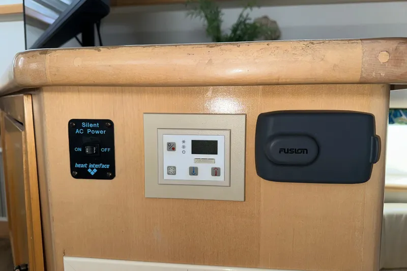 Slide: The Image of Interior of 1998 Carver 445 Aft Cabin Motor Yacht with wooden cabinetry. - 69