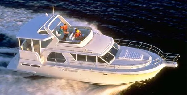 Slide: The Image of Engine room of 1998 Carver 445 Aft Cabin Motor Yacht, showcasing mechanical components. - 94
