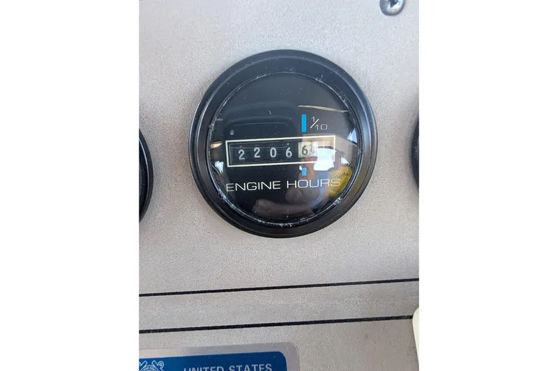 Slide: The Image of 1998 Carver 445 Aft Cabin Motor Yacht docked at marina, view from bow. - 37