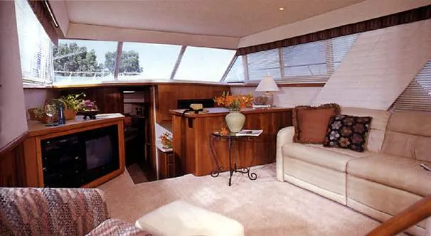 Slide: The Image of Engine room of 1998 Carver 445 Aft Cabin Motor Yacht, showcasing mechanical components. - 95