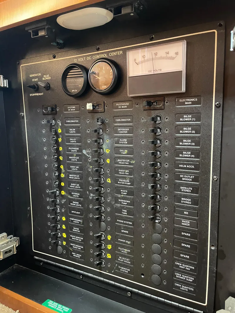 Slide: The Image of Electrical control panel of a 2005 Carver 56 Voyager yacht. - 32