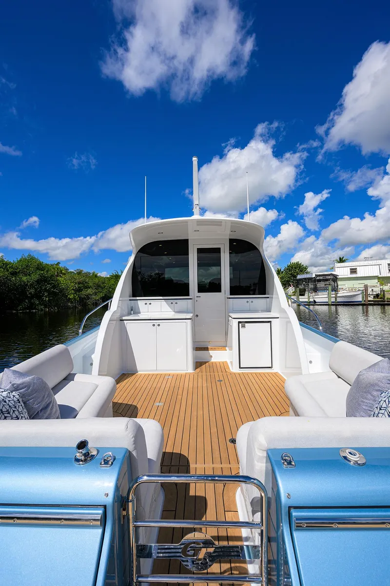 Slide: The Image of 2024 Palm Beach Motor Yachts GT50, luxury yacht with sleek design and spacious deck. - 15