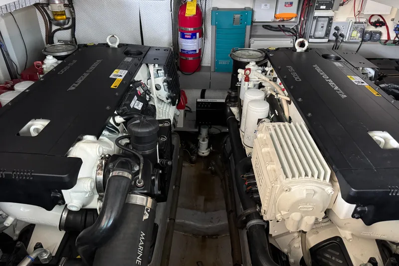 Slide: The Image of Engine room of 2013 Sessa Marine C44 Cruiser with Volvo Penta engines. - 54