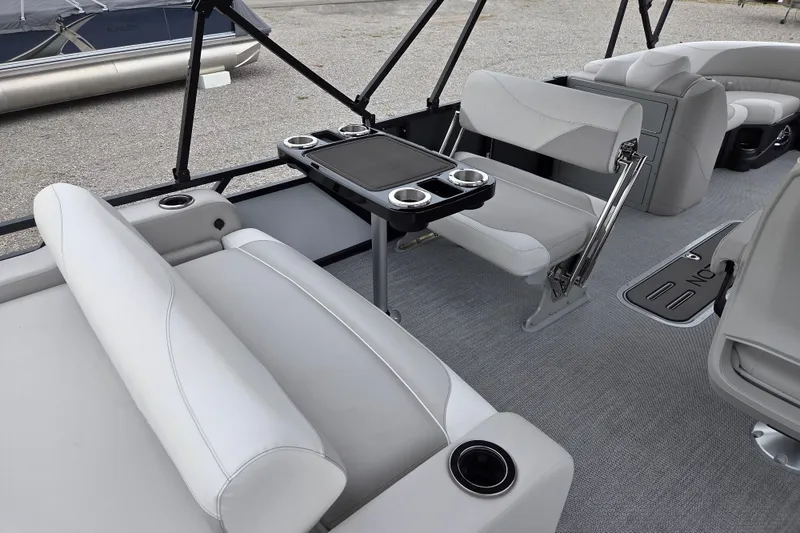 Slide: The Image of Luxurious seating area on 2026 Avalon Platinum LSZ 2385 Entertainer pontoon boat. - 8