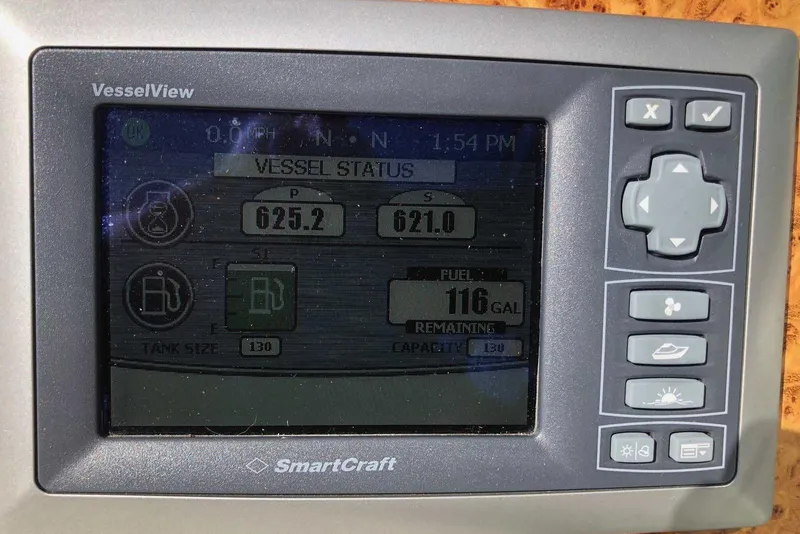 Slide: The Image of SmartCraft VesselView display on 2012 Formula 310 Sun Sport showing fuel status and engine data. - 21