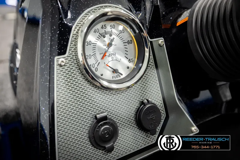 Slide: The Image of Dashboard of 2026 Lund 1875 Renegade boat with speedometer and fuel gauge. - 30