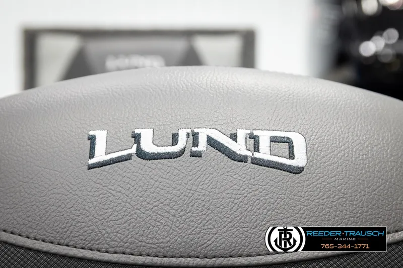 Slide: The Image of Close-up of Lund 1875 Renegade 2026 boat seat with logo embroidery. - 34