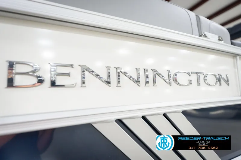 Slide: The Image of 2026 Bennington 22 MSB boat logo with Reeder Trausch Marine contact details. - 50