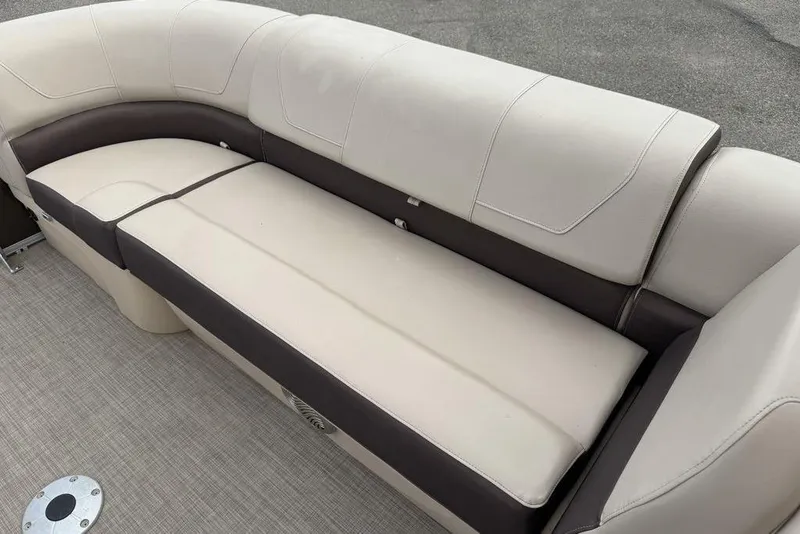 Slide: The Image of 2018 Sun Tracker SportFish 22 XP3 boat seating, beige and brown upholstery. - 47