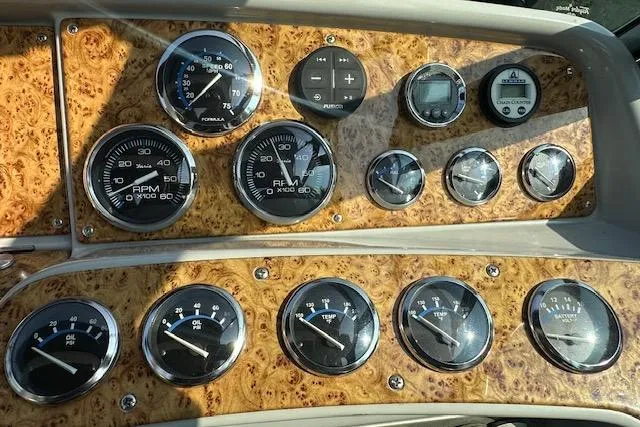 Slide: The Image of 2008 Formula 330 Sun Sport boat in storage facility. - 8