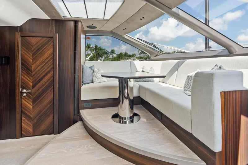 Slide: The Image of Luxurious interior of 2024 Sunseeker 90 Ocean yacht with elegant seating and modern design. - 42