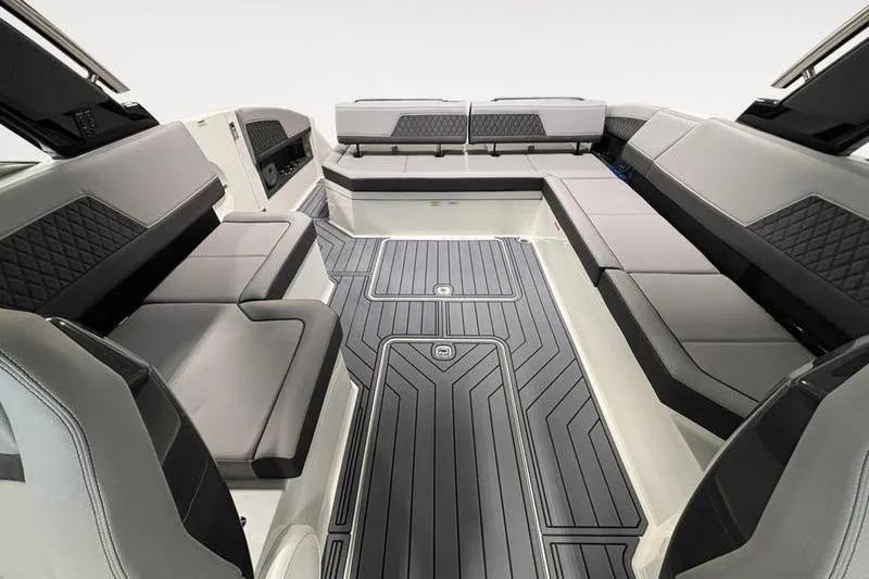 Slide: The Image of Luxurious interior of 2026 Cobalt R33 boat with sleek seating and modern design. - 18