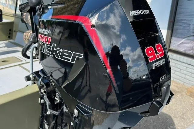 Slide: The Image of 2024 Lund 1660 Predator Tiller with Mercury 9.9 Pro Kicker outboard motor. - 6