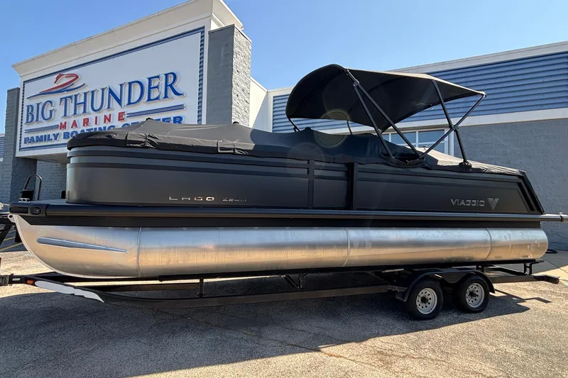 Slide: The Image of 2026 Viaggio Z24U pontoon boat at Big Thunder Marine dealership. - 40