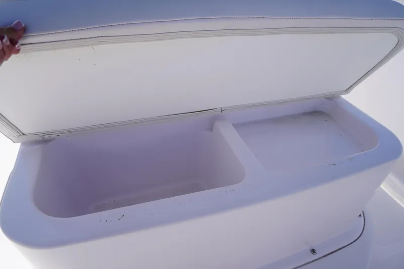 Slide: The Image of Open storage compartment on 2016 Pro-Line 29 Grand Sport boat. - 18