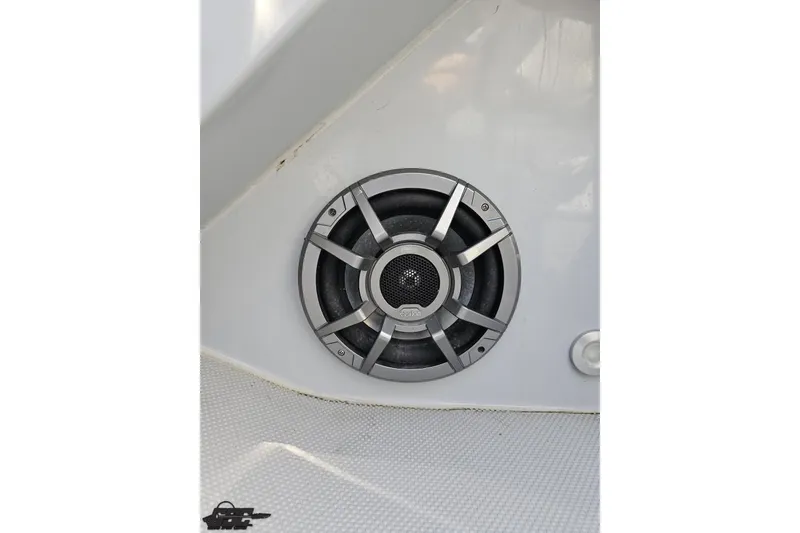 Slide: The Image of Speaker installed on a 2007 Donzi 35 ZR boat interior. - 110
