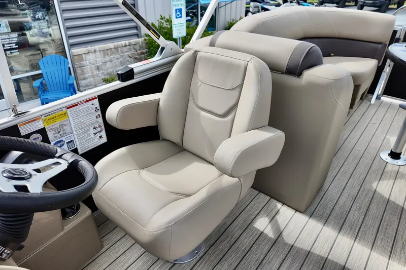 Slide: The Image of Luxurious seating on 2026 Sylvan Mirage 822 LZ pontoon boat with modern design. - 4