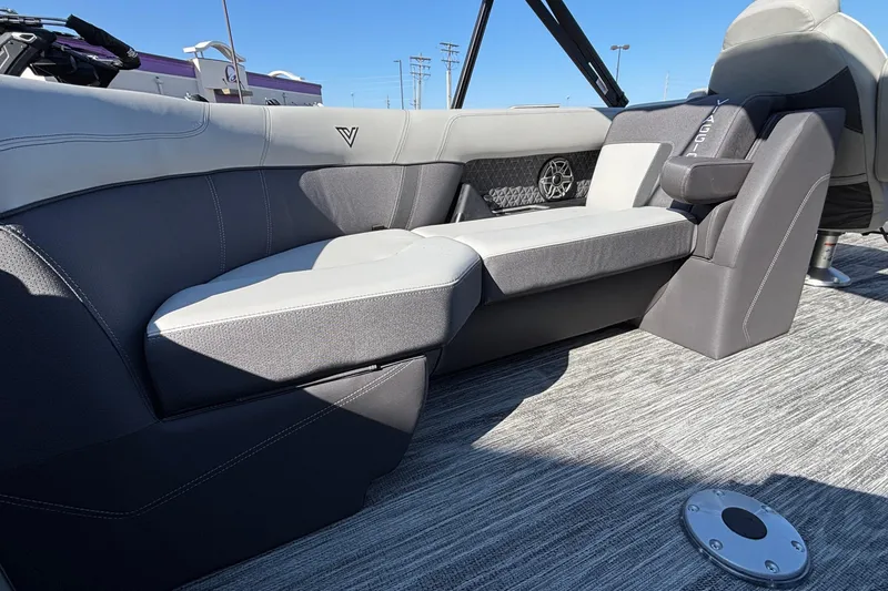 Slide: The Image of Luxurious seating in 2026 Viaggio Z24U boat, featuring modern design and premium materials. - 14