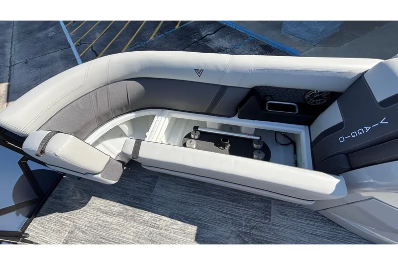 Slide: The Image of Luxurious seating with storage in 2026 Viaggio Z24U boat, featuring sleek design and modern amenities. - 35