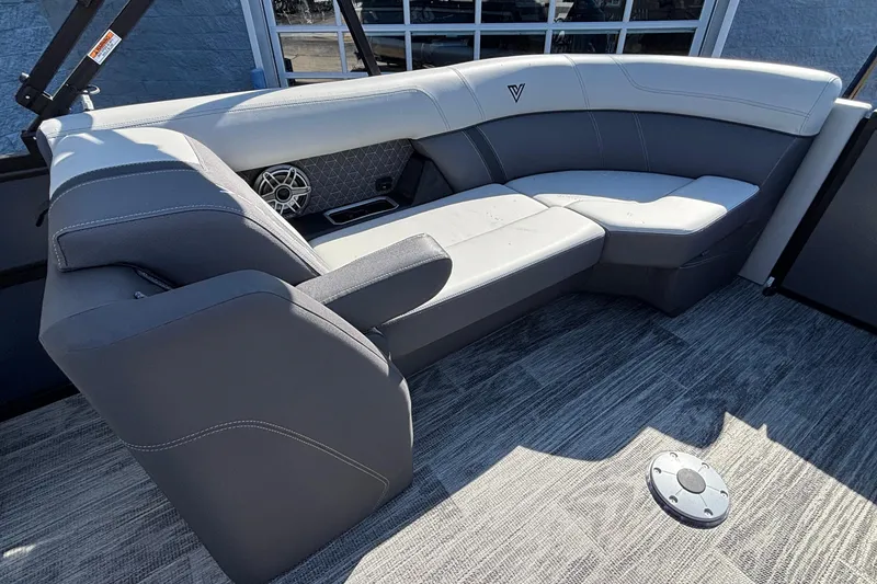 Slide: The Image of Luxurious seating area in a 2026 Viaggio Z24U boat, featuring modern design and premium materials. - 27