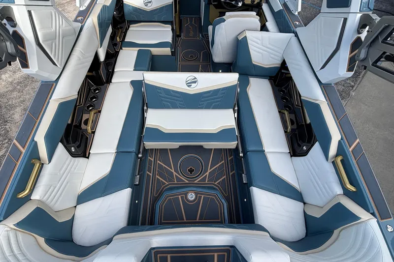 Slide: The Image of Luxurious interior of 2026 Tigé Ultré 25ZX boat with stylish seating and modern design. - 15