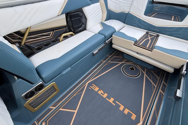 Slide: The Image of Luxurious interior of 2026 Tigé Ultré 25ZX boat with stylish seating and modern design. - 33